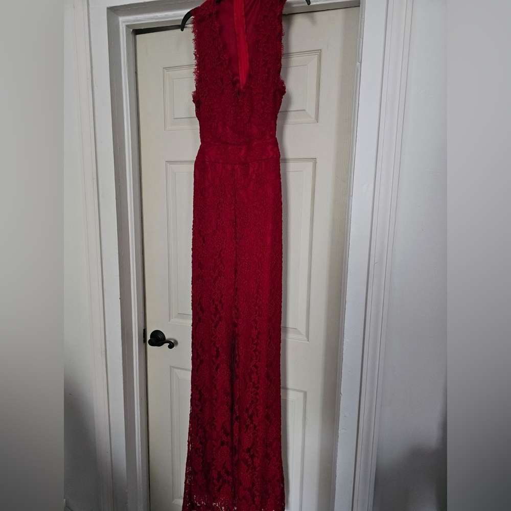 Red Lace Jumpsuit
